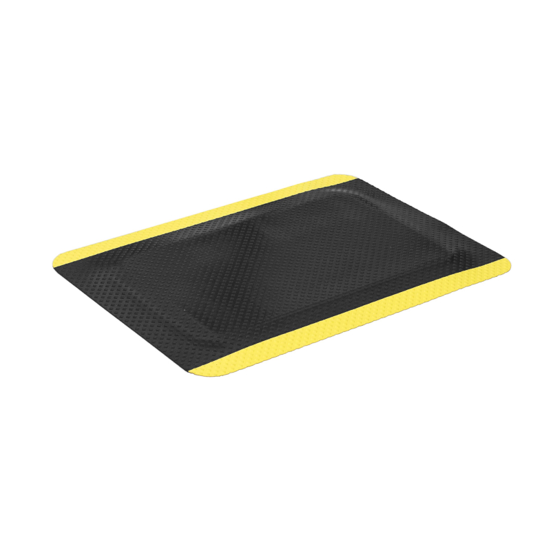 Tapis de sécurité antifatigue avec bords jaunes haute visibilité et surface antidérapante