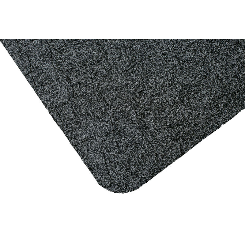 Détail de la surface textile et du profil de bord bas sécurisé du tapis Komfort Office